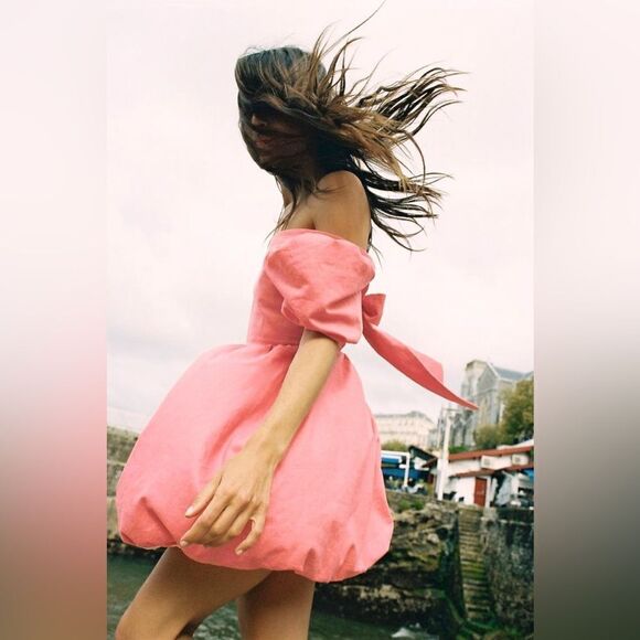 Zara Dresses & Skirts - ZARA LINEN BLEND BOW MINI DRESS